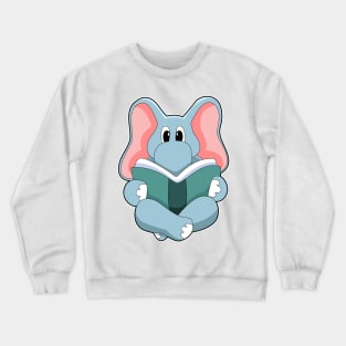 Elephant at Reading with Book Crewneck Sweatshirt